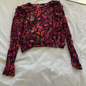 Wild Fable Floral Long Sleeve High Neck Ruffle Long Sleeve Blouse Size Small
